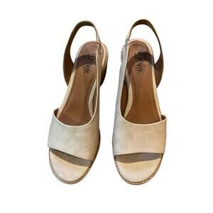 eürosoft by söfft Cadwell Sandal Slingback Block Heel Beige‎ Womens Size 9.5 NWB